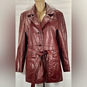 ETIENNR AIGNER GENUINE LEATHER VINTAGE COAT SIZE 14